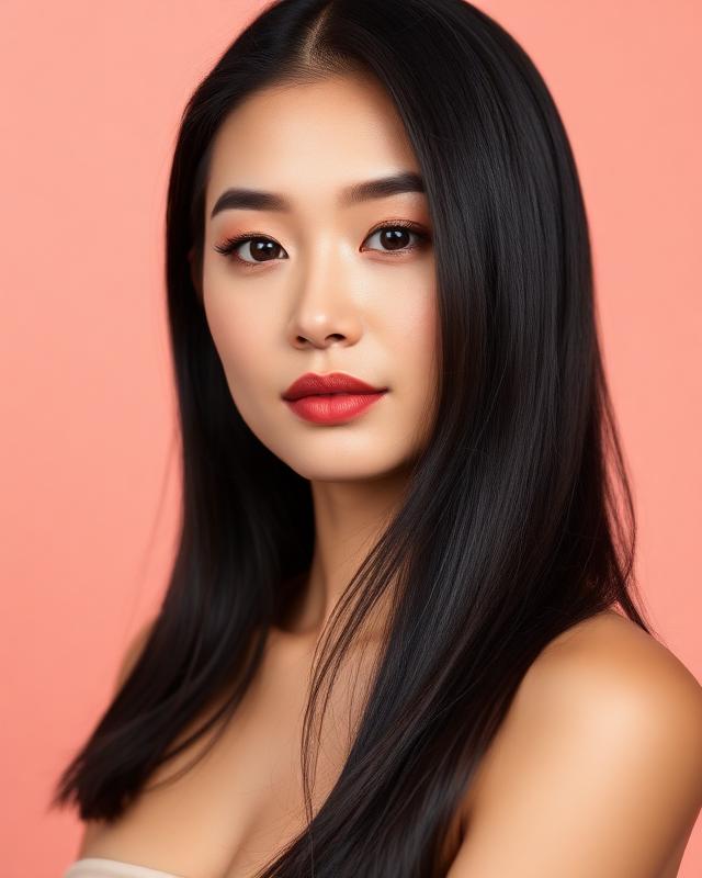 Woman with fine straight hair