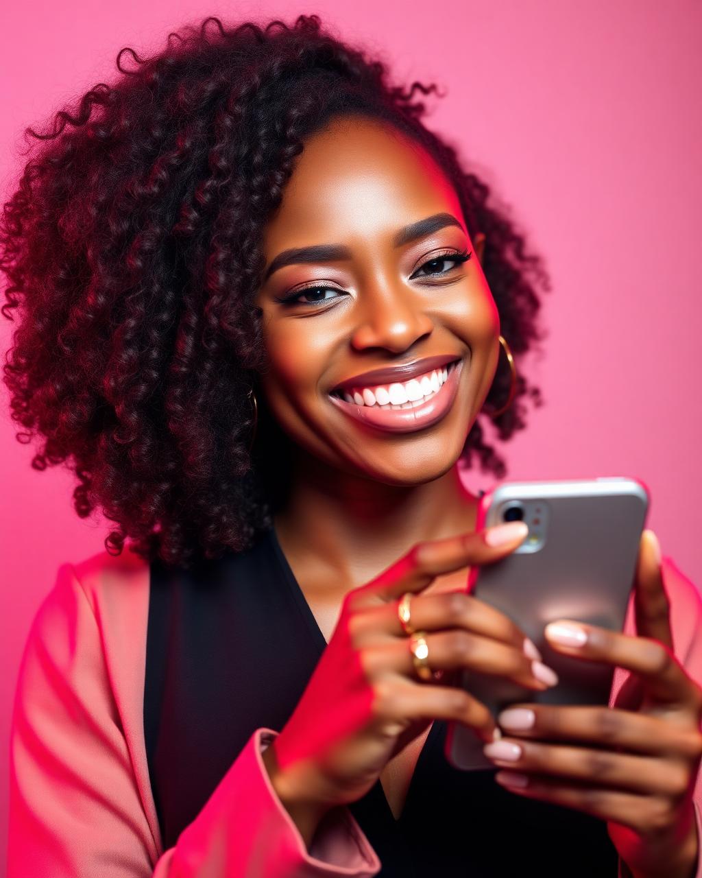 Confident woman using the StrandVoice app